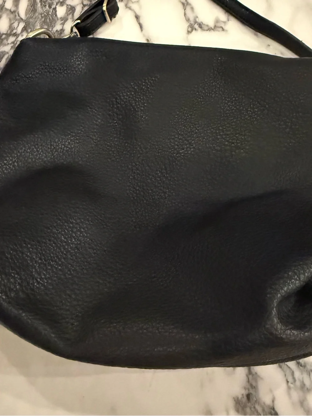 Black Leather Slouchy Crossbody Bag Hobo Purse
